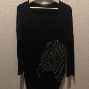 Red show by BT Black Zebra Pattern Long Shirt
